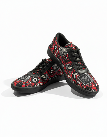Red Doodle Canvas Sneakers