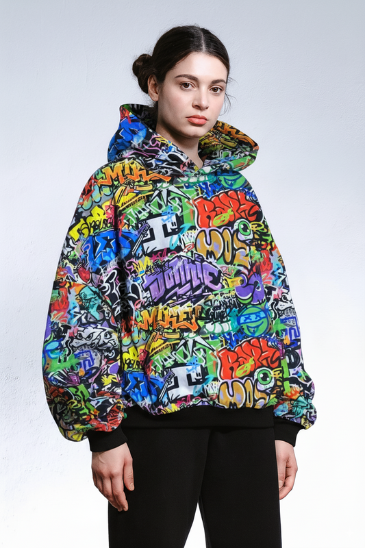 Ninja Turtles Grafitti Drop Shoulder Hoodie