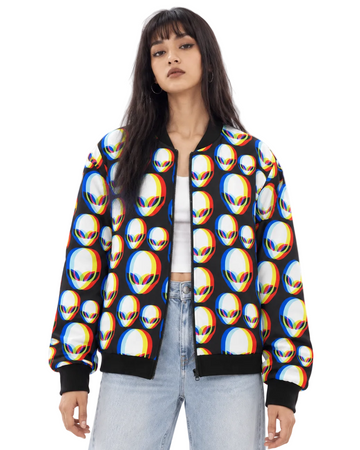 Trippy Alien Bomber Jacket women