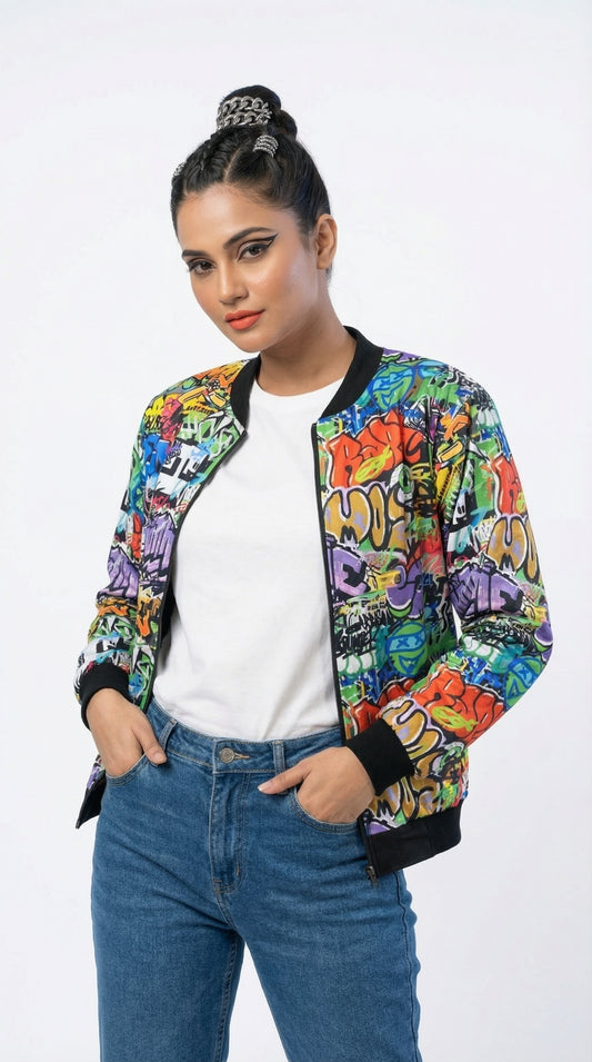 Ninja Turtles Grafitti Wall Art Bomber Jacket
