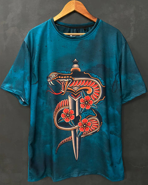 Rustic Cyan Viper Oversized T-shirt