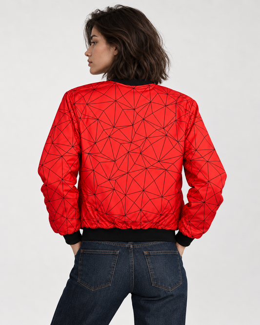 Geometric Red Bomber Jacket women