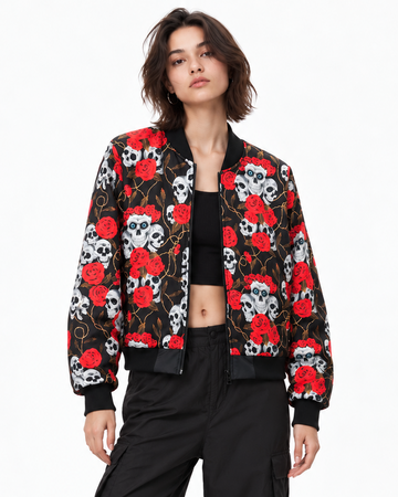 Skull Roses Bomber Jacket