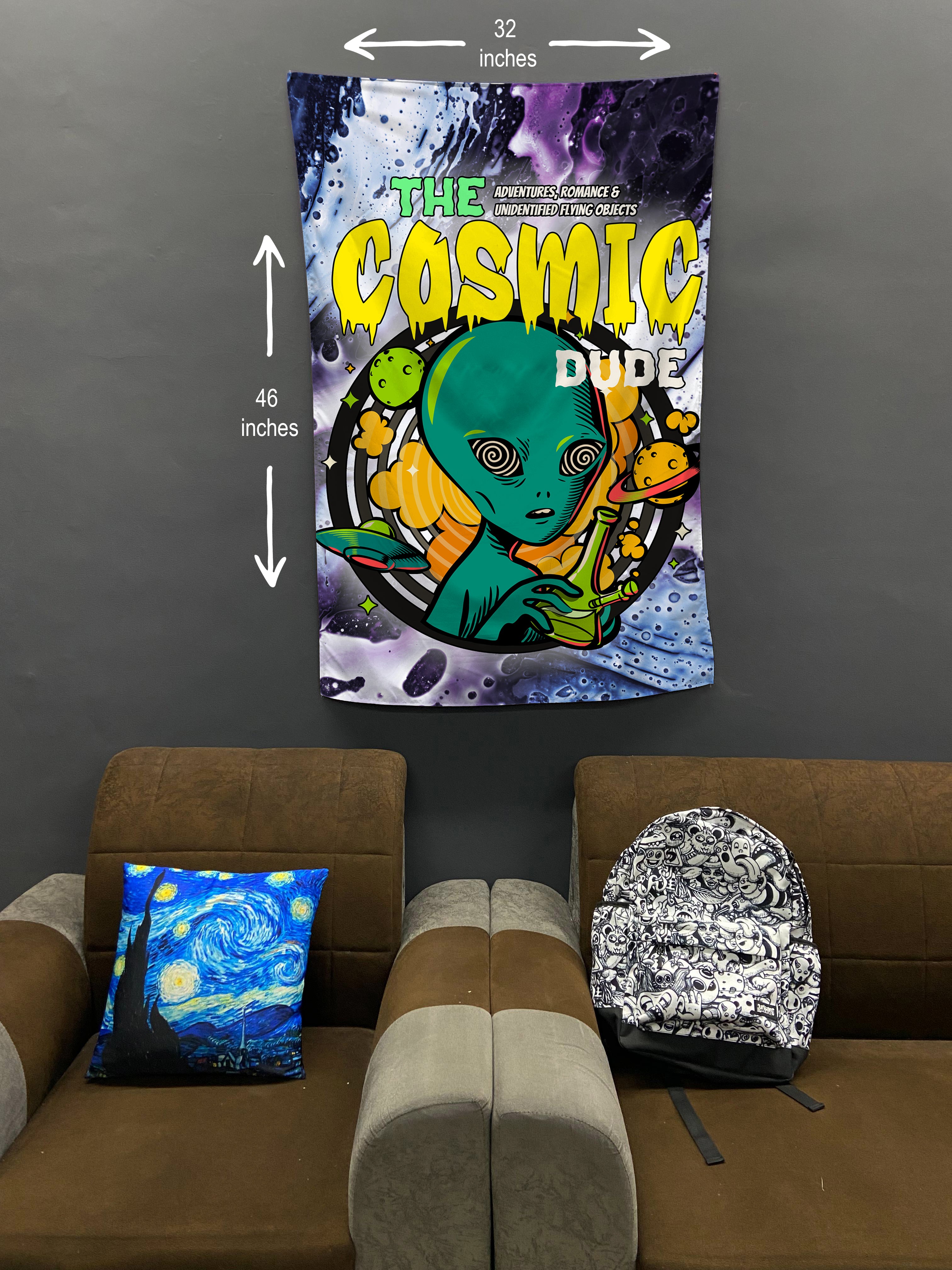 Cosmic Dude With A Bong Room Flag