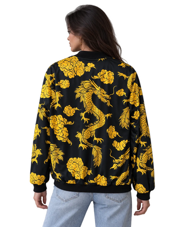 Dragon Master Black Bomber Jacket women