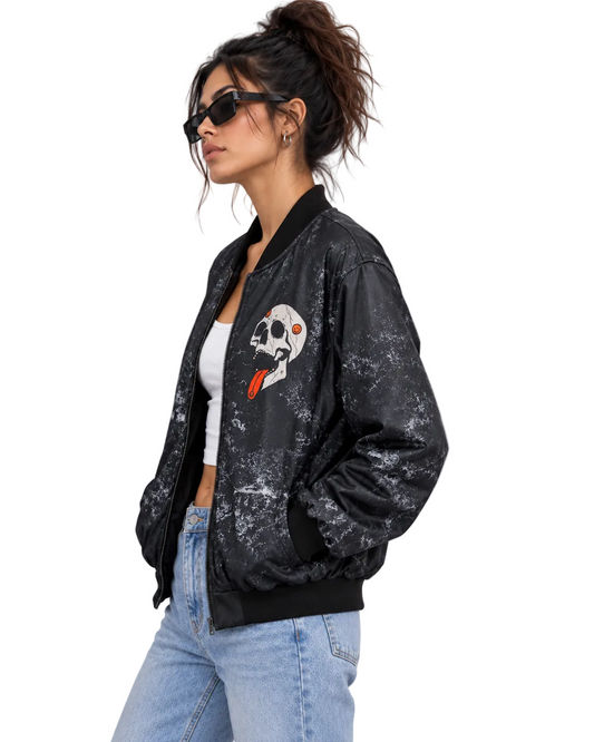 Trippy Skull Bomber Jacket Women