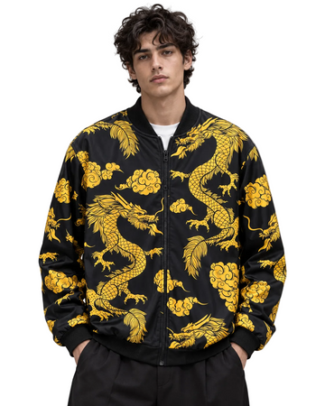 Dragon Master Black Bomber Jacket