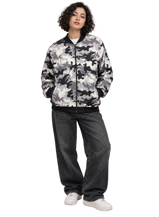 Camo White Bomber Jacket