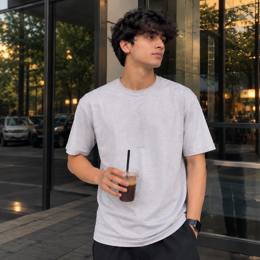 Grey 100% Cotton solid T-shirt