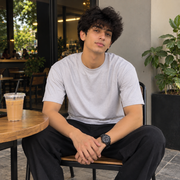 Grey 100% Cotton solid T-shirt