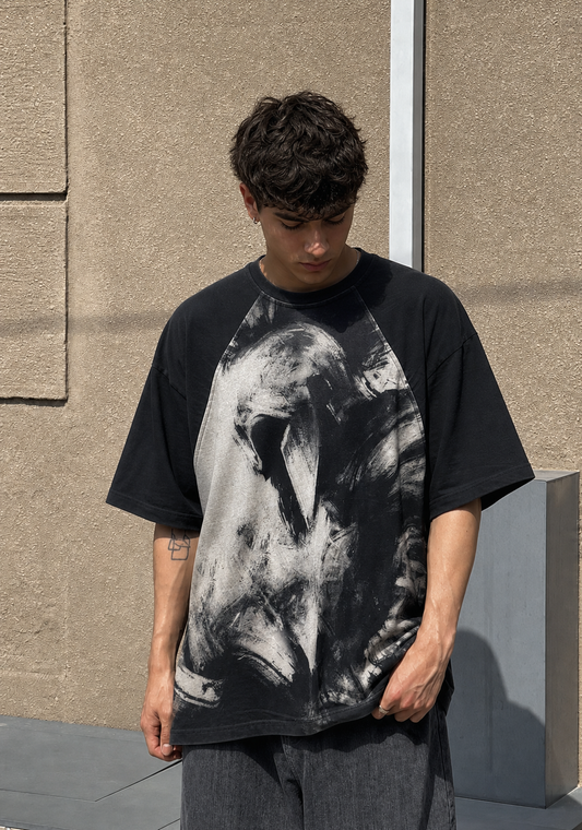male Gladiator Monochrome Oversized Raglan T-shirt