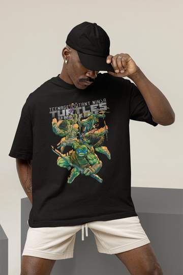 Ninja Turtles Battle ArtOversized 100% Cotton Tshirt