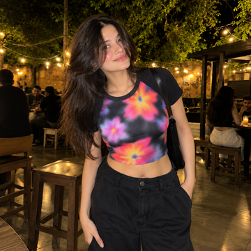 Neon Bloom Crop Top