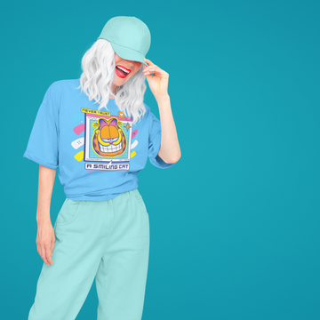 Never Trust A Smiling Cat Oversized 100% Cotton Tshirt