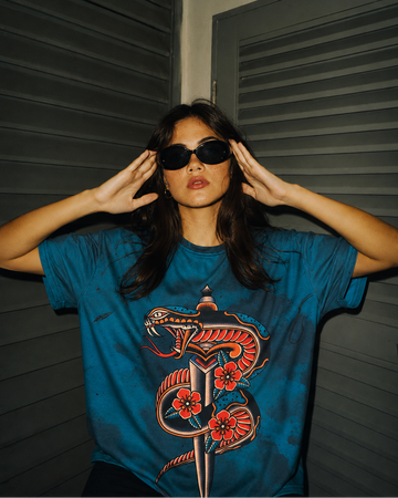 Rustic Cyan Viper Oversized T-shirt