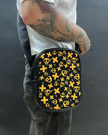 Skully Faux Leather Side Sling Bag