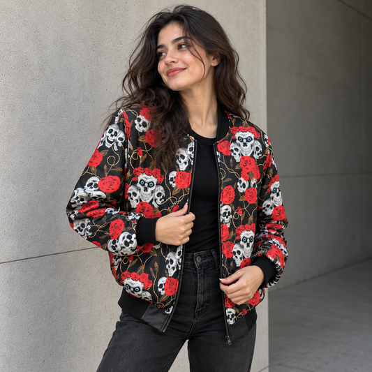 Skull Roses Bomber Jacket