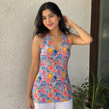 Sunny Turtles Halter Neck Kurti