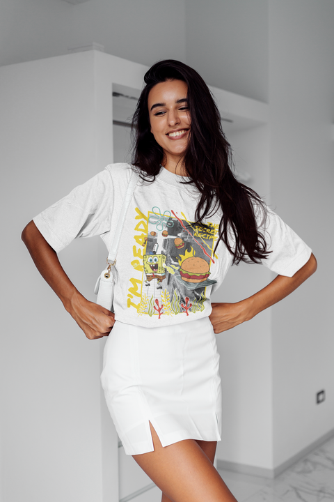 Spongebob I'm Ready Oversized 100% Cotton Tshirt