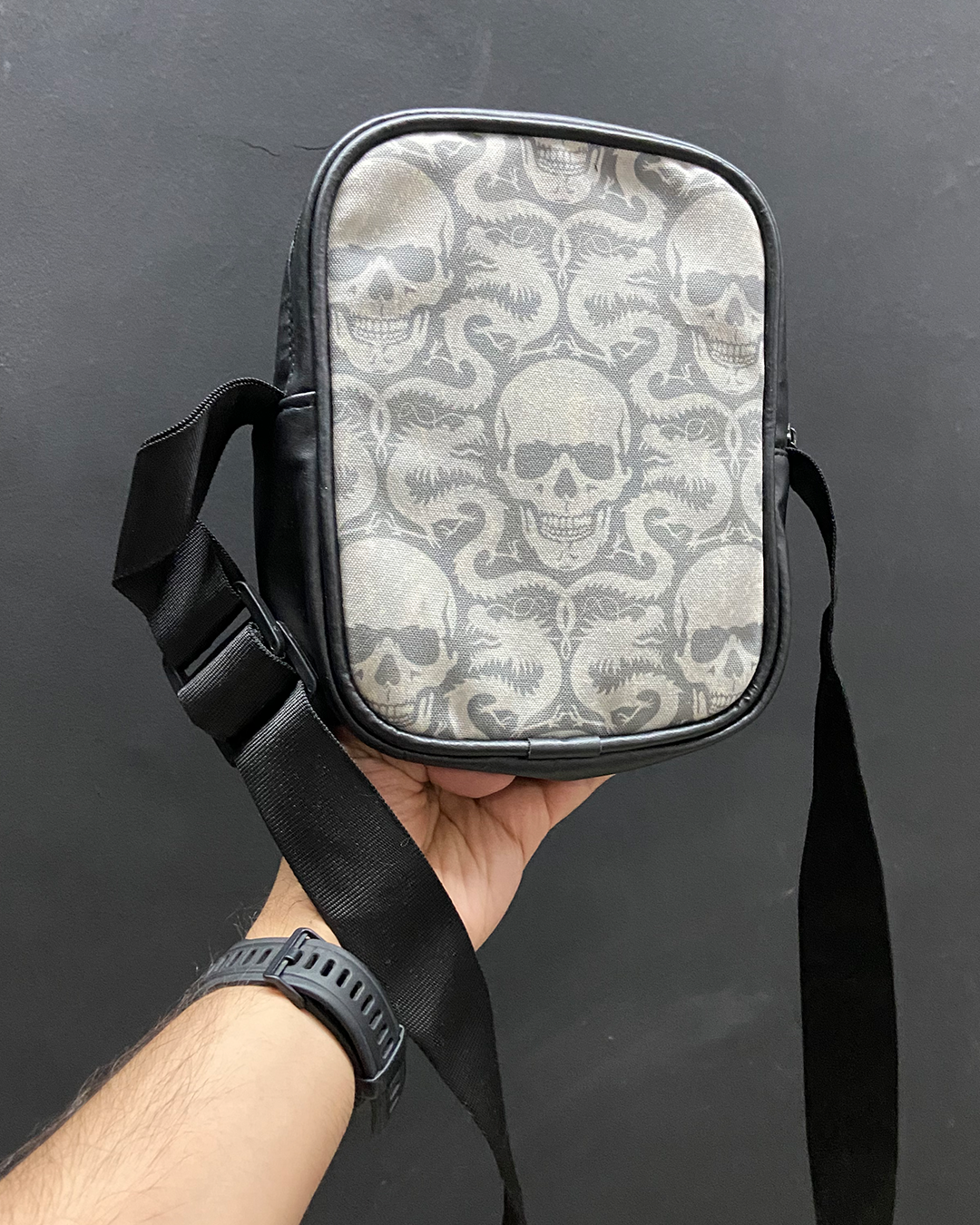 Venom Skull Faux Leather Side Sling Bag