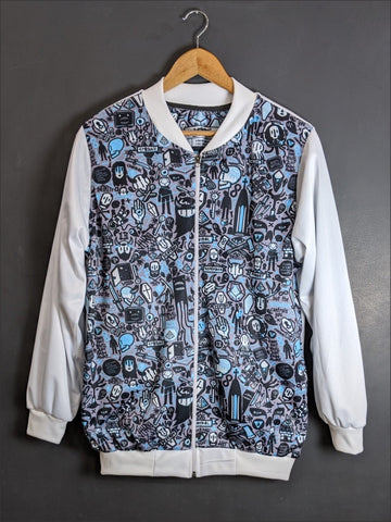 Grey Anime HAlf Bomber Jacket