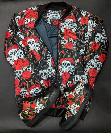 Skull Roses Bomber Jacket and Shoes Combo