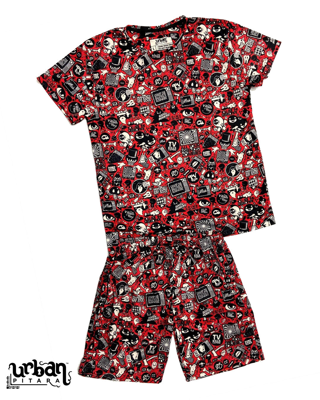 Red Anime T-shirt and Shorts Combo