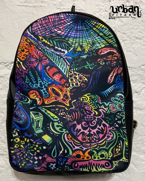 Acid Trip Faux Leather D Backpack