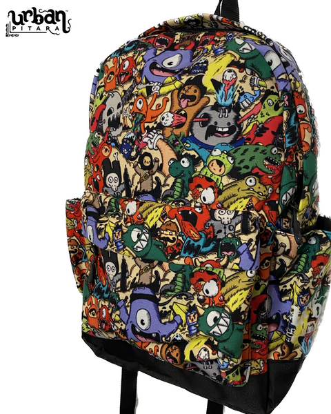 Cute Monsters Canvas Backpack