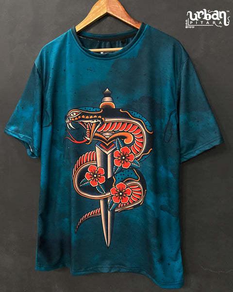 Rustic Cyan Viper Oversized T-shirt