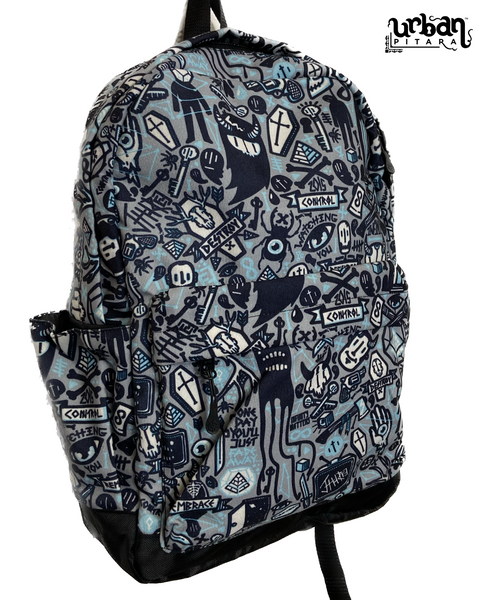 Grey Anime Canvas Backpack