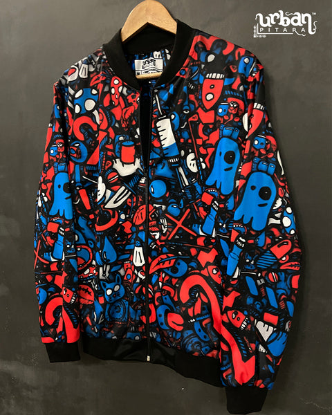 Bluedy Red Doodle Bomber Jacket