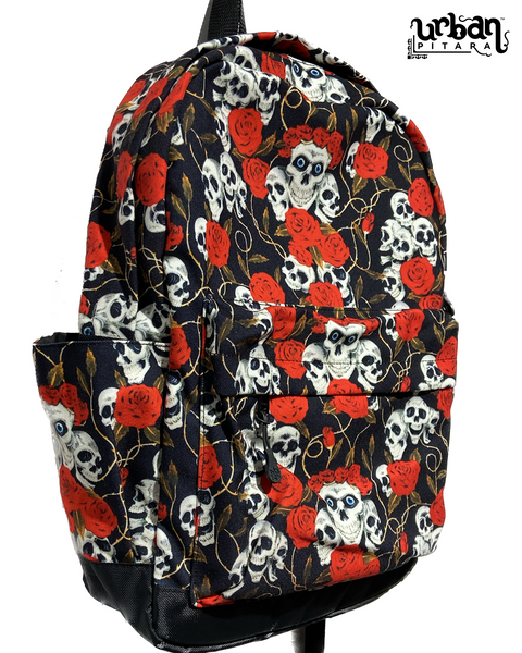 Skull Roses Canvas Backpack
