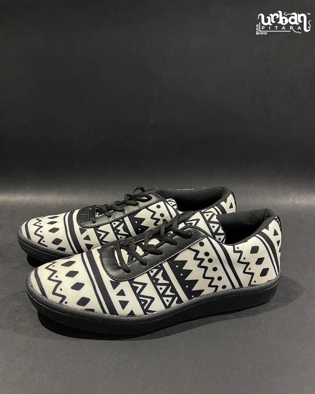 White Tribal Canvas Sneakers
